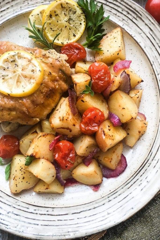 Sheet Pan Lemon Roasted Chicken Thighs with Vegetables - The Awesome Muse